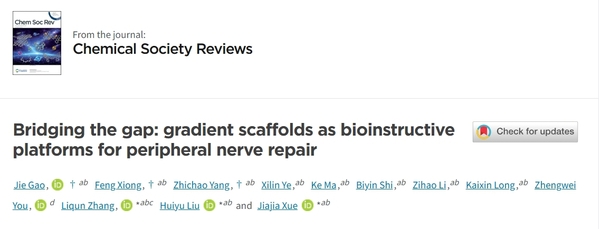 我中心在《Chemical Society Reviews》上发表综述论文 “桥接神经损伤：梯度支架材料驱动外周神经再生”